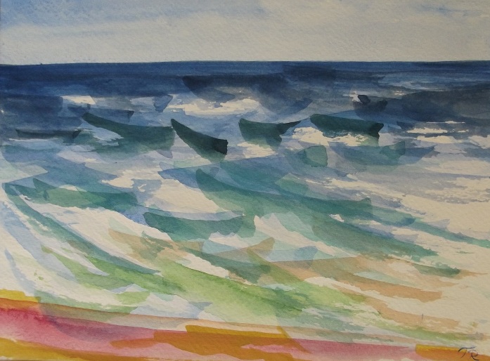 dancing sea, painting by Taruna